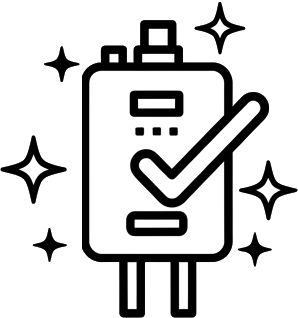 tankless hot water heater check mark icon